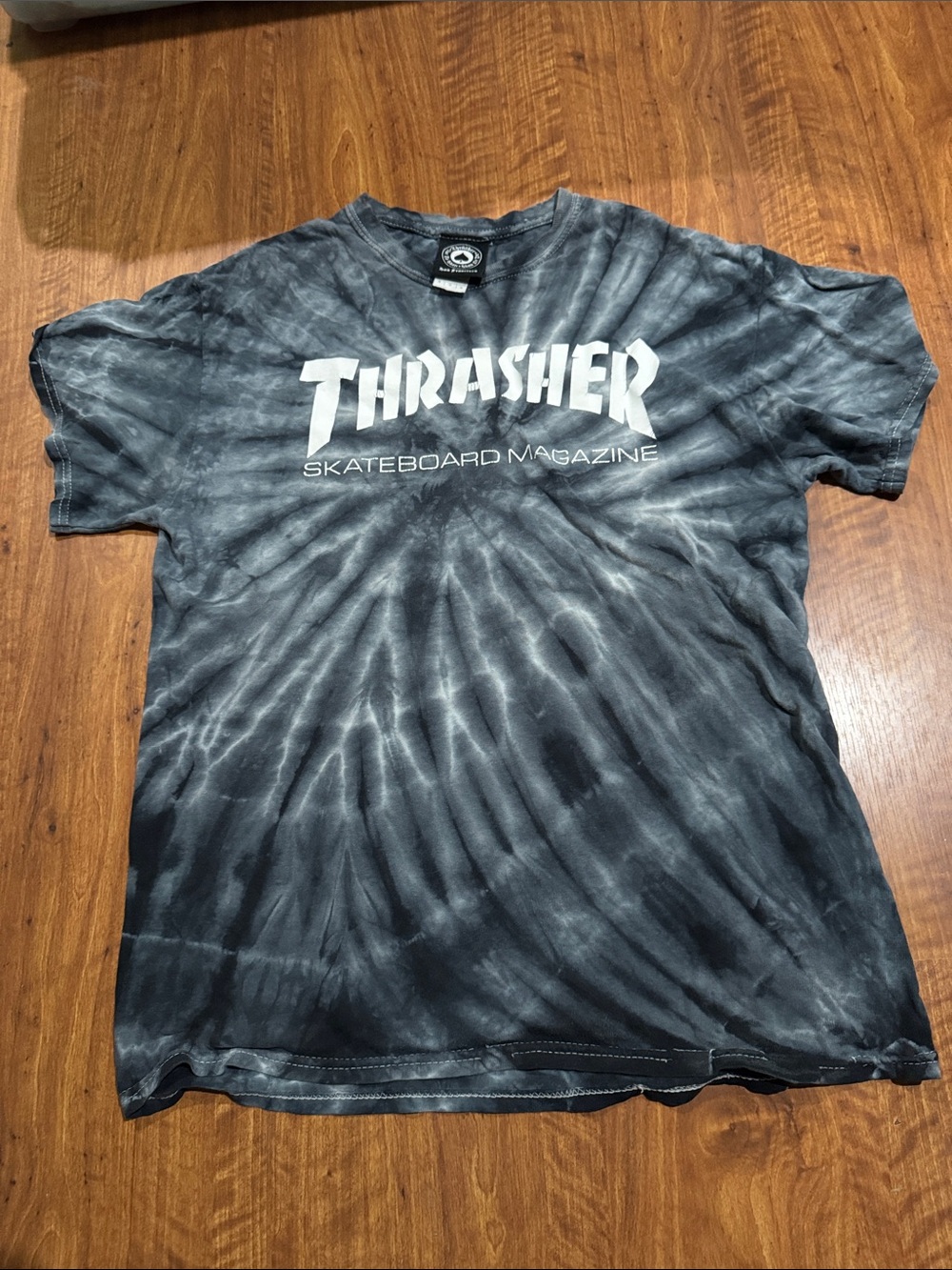 Thrasher Black & Gray Tie-Dye Logo Tee